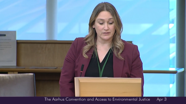Karen Adam MSP, Scottish Parliament debate on the Aarhus Convention and access to environmental justice. Contains information licensed under the Scottish Parliament Copyright Licence.